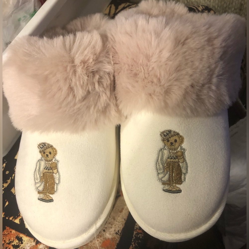 Vintage Ralph Lauren Polo Bear House Slippers Women’s Size 9